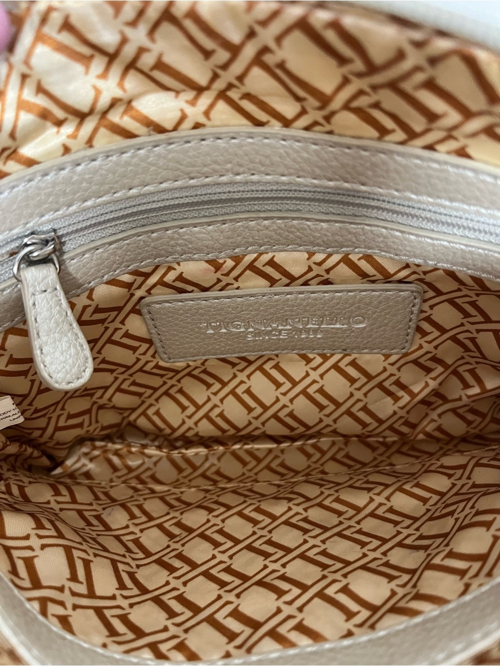Tignanello Light Gray Pebbled Leather Crossbody - Picture 3 of 4